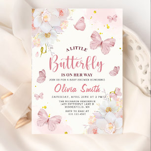 Floral Butterfly Boho Girl Baby Shower Invitation