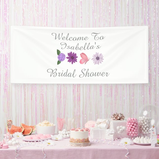Floral & Butterfly Bridal Shower Custom Party Banner (Party)