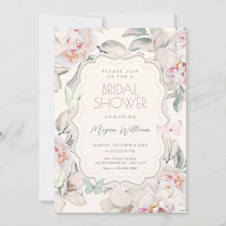 Floral butterfly bridal shower invitation