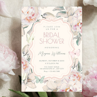 Floral butterfly bridal shower invitation