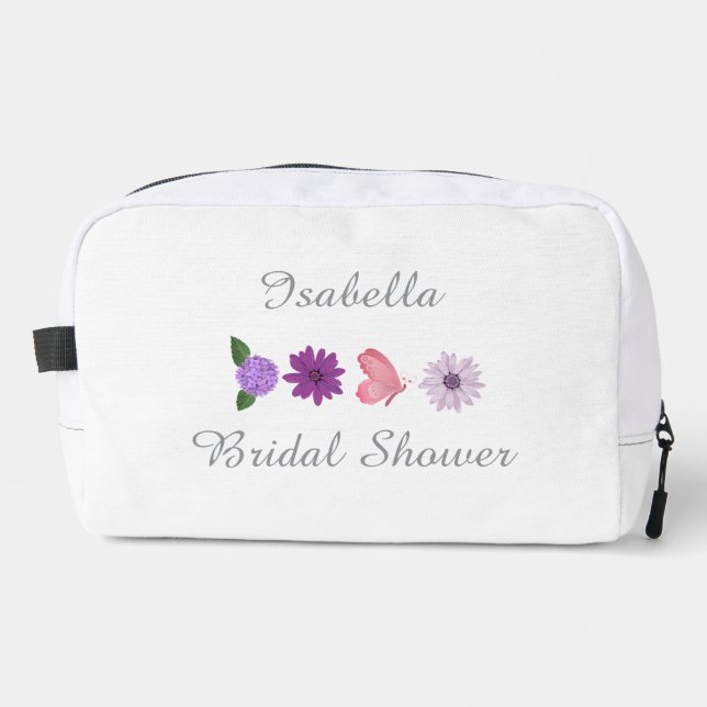 Floral & Butterfly Bridal Shower Makeup Bag (Front)