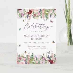 Floral Butterfly Celebration of Life Funeral Programme