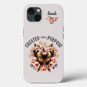 Floral Butterfly Christian Created With A Purpose iPhone 13 Case