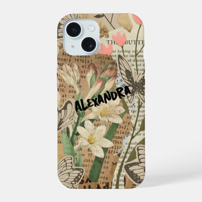 Floral & Butterfly Collage Phone Case (Back)