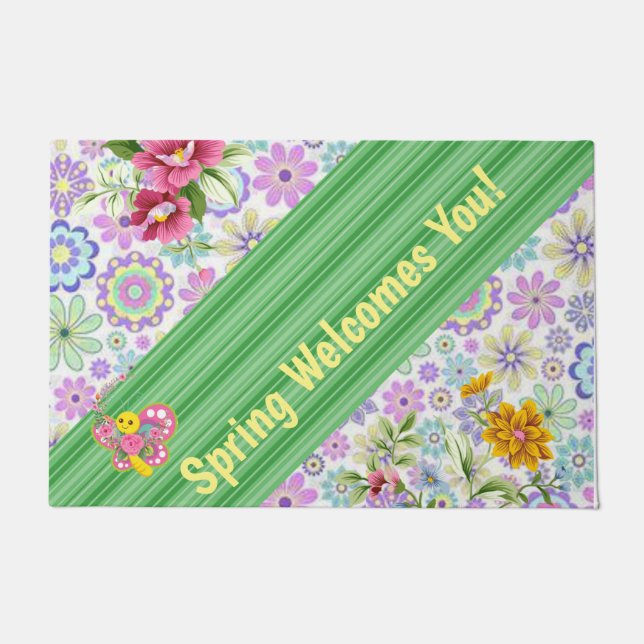 Floral Butterfly Door Mat (Front)