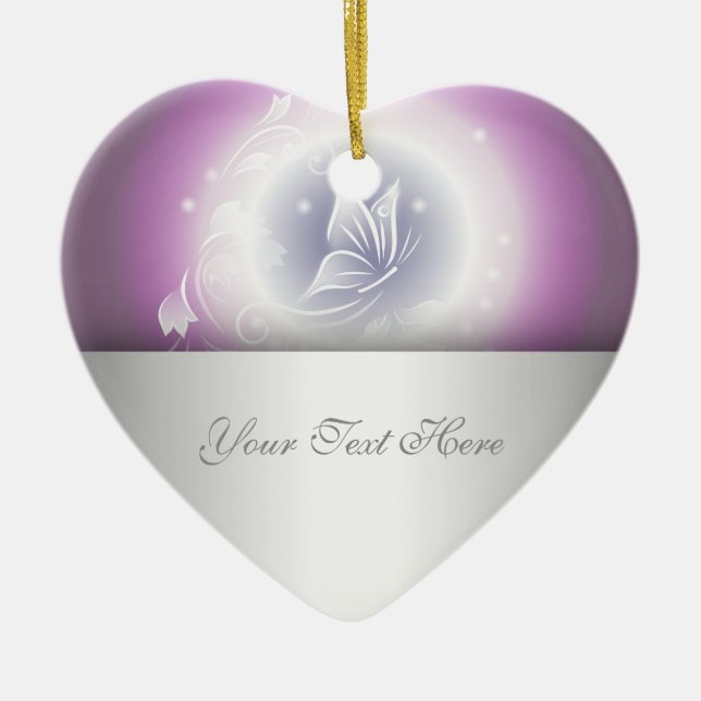 Floral Butterfly Fantasy Purple Ceramic Tree Decoration (Front)