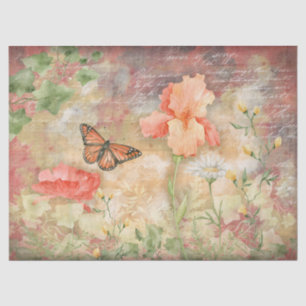 Floral Butterfly Garden Decoupage  Tissue Paper