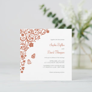 Floral Butterfly Garden Terracotta Boho Wedding Invitation