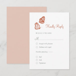Floral Butterfly Garden Terracotta Boho Wedding RSVP Card