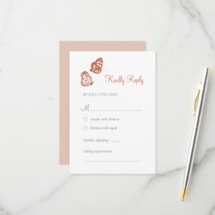 Floral Butterfly Garden Terracotta Boho Wedding RSVP Card