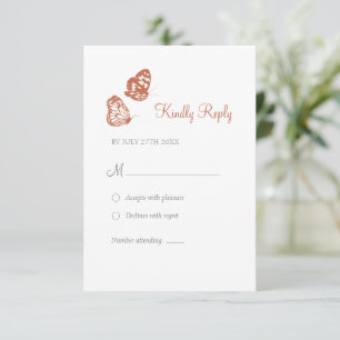 Floral Butterfly Garden Terracotta Boho Wedding  RSVP Card
