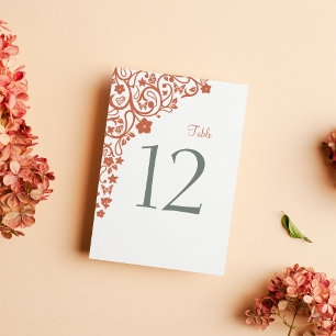 Floral Butterfly Garden Terracotta Wedding Table Number
