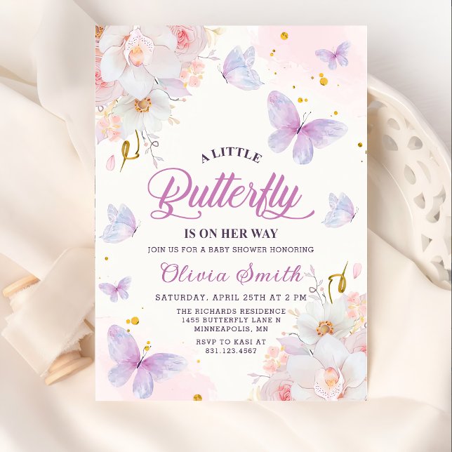 Floral Butterfly Girl Baby Shower Invitation (Creator Uploaded)