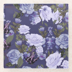 Floral Butterfly Glass Coaster