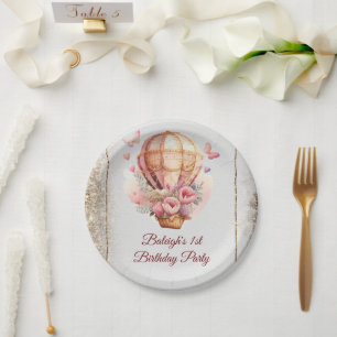 Floral Butterfly Hot Air Balloon Paper Plate