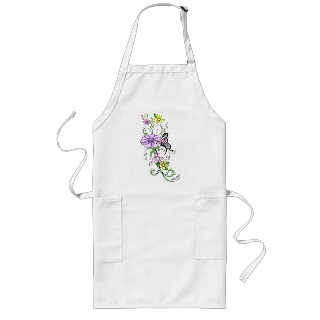 Floral Butterfly Long Apron (Front)