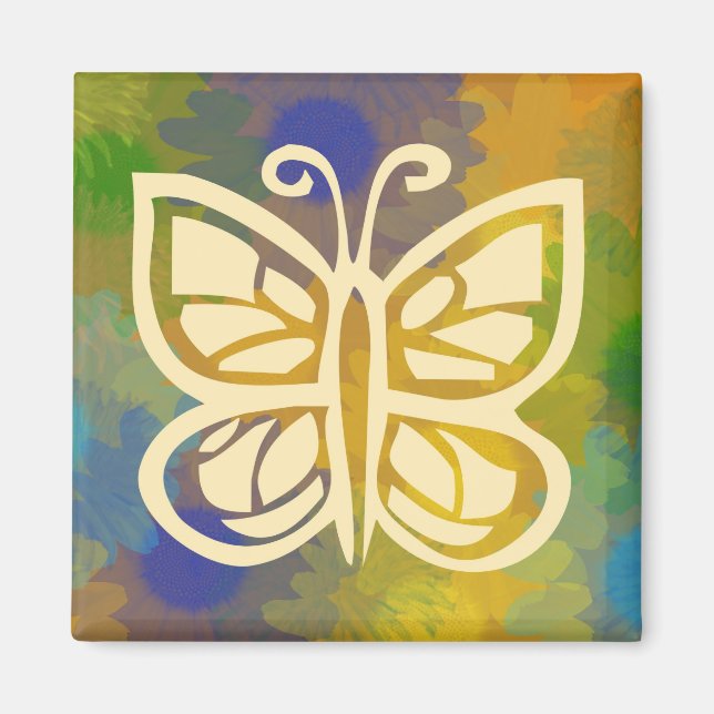 Floral Butterfly Magnet Square (Front)
