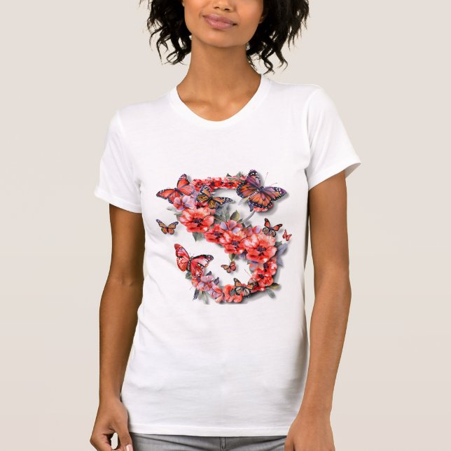 Floral & Butterfly Monogram T-Shirt (Front)