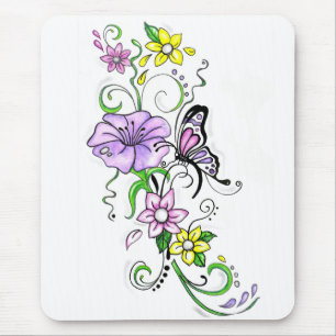 Floral Butterfly Mouse Pad