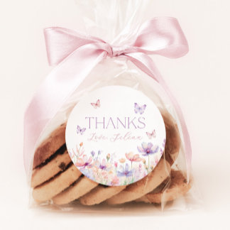 Floral Butterfly Pastel Bridal Shower Favor  Classic Round Sticker