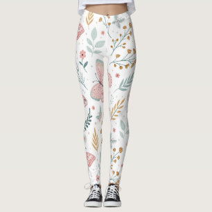 Floral Butterfly Pastel Garden Botanical Elegance Leggings