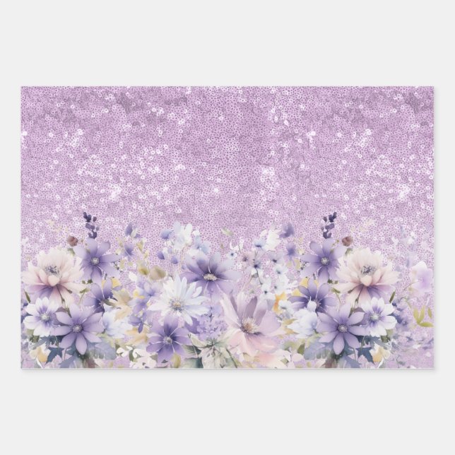 Floral Butterfly Personalised Girl Baby Shower     Wrapping Paper Sheet (Front)