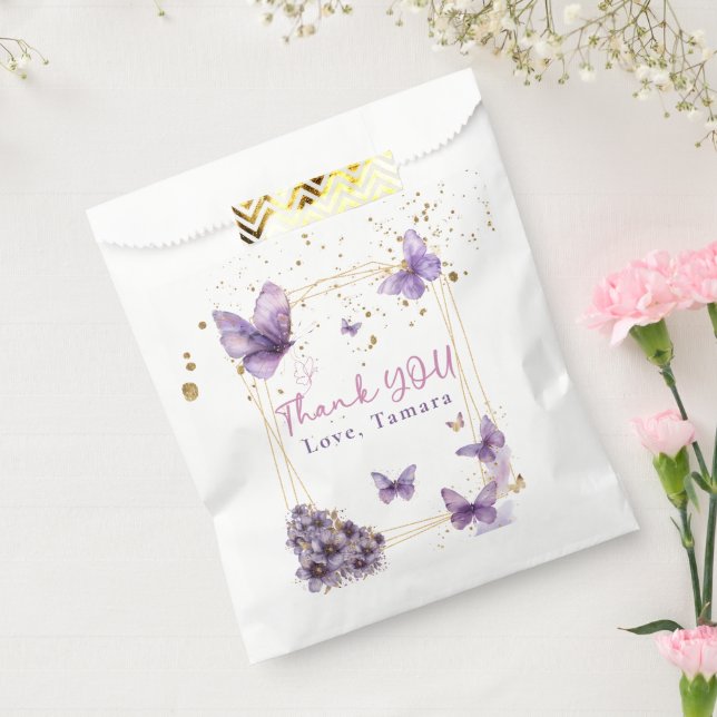 Floral Butterfly Purple Girly Baby Shower Party Favour Bags (Sealed)