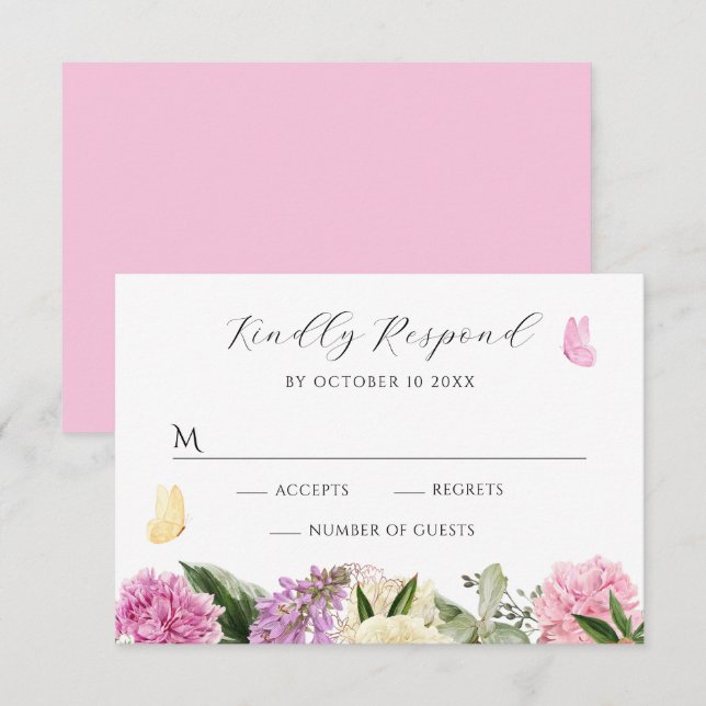 Floral butterfly RSVP card (Front/Back)