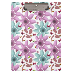 Floral Butterfly Seamless Pattern   Pink and Mint  Clipboard
