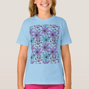 Floral Butterfly Seamless Pattern   Pink and Mint  T-Shirt