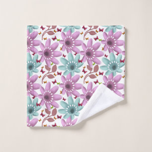 Floral Butterfly Seamless Pattern   Pink and Mint  Wash Cloth