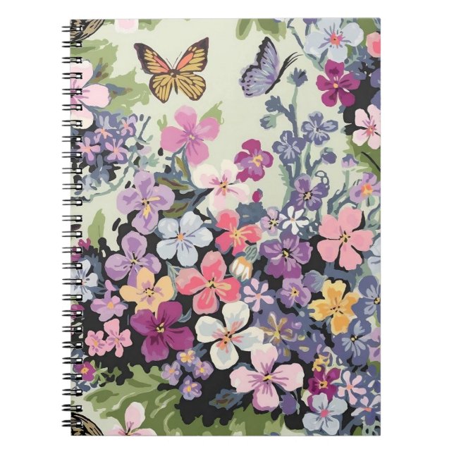 Floral Butterfly Spiral Photo Notebook (Front)