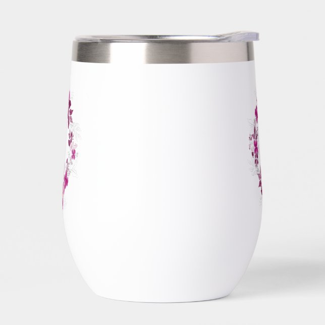 Floral Butterfly Stemless Wine Tumbler (Left)