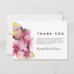 Floral Butterfly Sympathy Funeral Thank You Card
