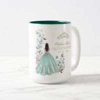 Floral Butterfly Teal Gold Tiara Quinceañera