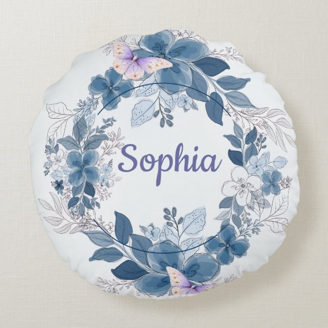 Floral Butterfly Throw Pillow (Back)