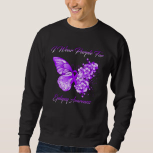 Floral Butterfly Wear Purple Ribbon Epilepsy Month Sweatshirt