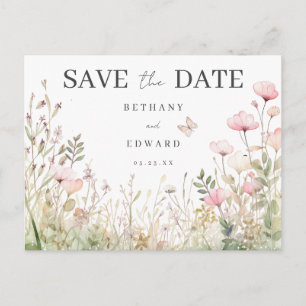 Floral Butterfly Wedding Save the Date Postcard
