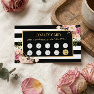 Floral Buy 9 Get 10th Discount Loyalty Card