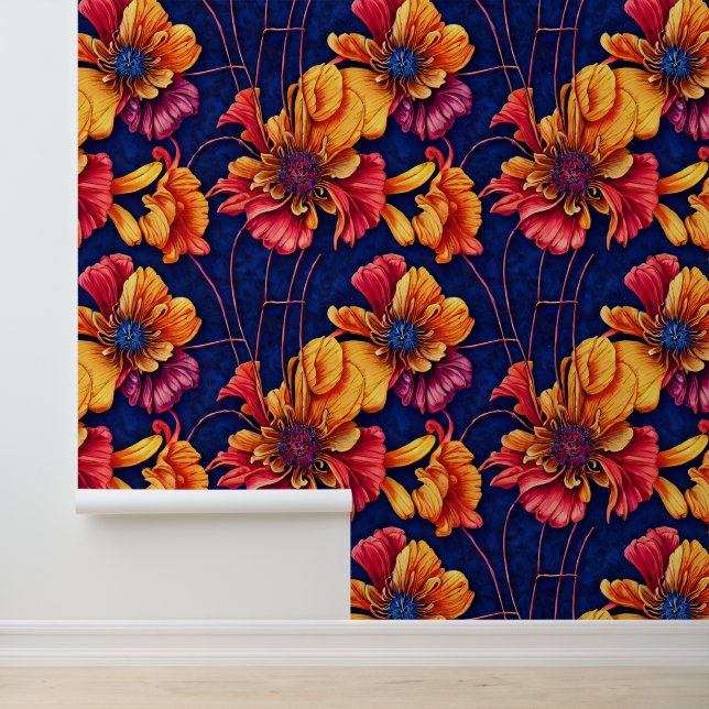 Floral Byzantine country cottage flower mural Wallpaper (Application)