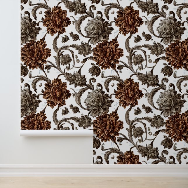 Floral byzantine english cottage flower mural wallpaper (Application)