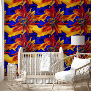 Floral Byzantine flame flower regal pattern chic Wallpaper