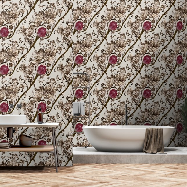 Floral Byzantine vintage flower wall mural (Bathroom)