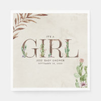 Floral Cactus Leather Girl Baby Shower
