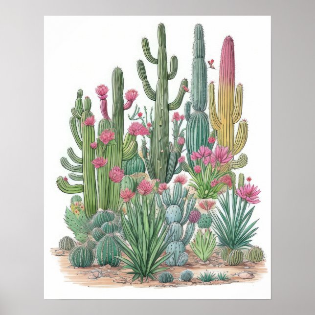 Floral Cactus Poster (Front)