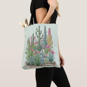 Floral Cactus Tote Bag