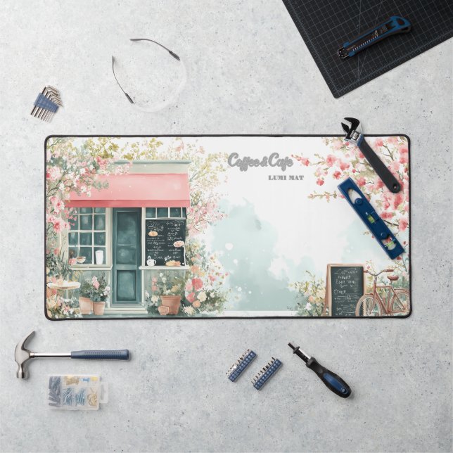Floral Café in Spring Desk Mat (Workstation)