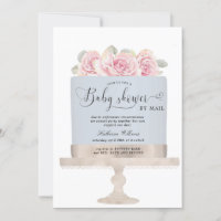 floral cake baby shower by mail invitation