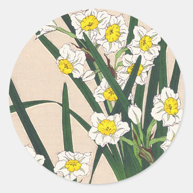 Floral Calander of Japan Kawarazaki Shodo japan Classic Round Sticker (Front)