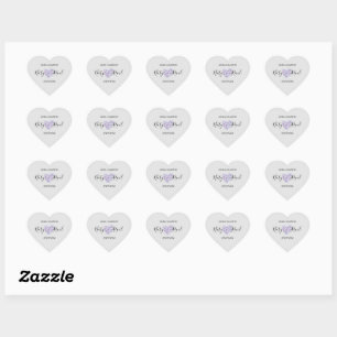 Floral Calcomania in Lilas Tones Heart Sticker